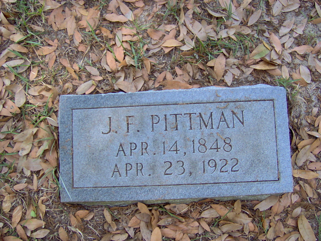 Headstone for Pittman, J. F.